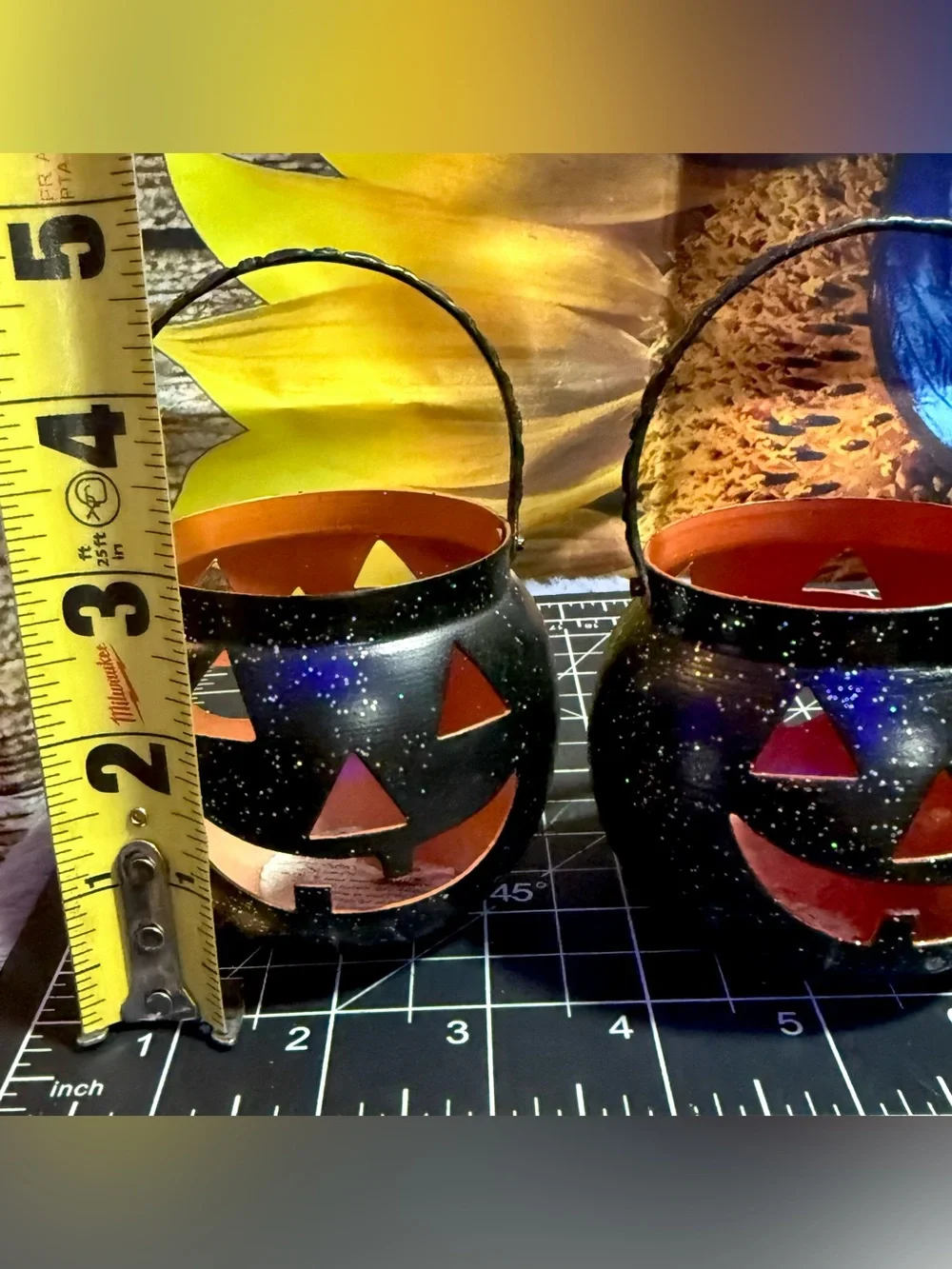 Vintage Hosley Metal Pumpkin Tea Light Holders - Halloween Decor🎃